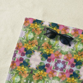 Kleurrijke bloemblaadjes Waterverf Patroon Schilde Strandlaken