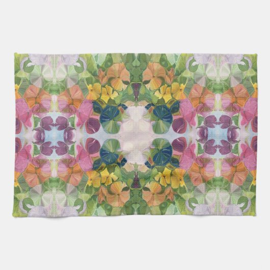 Kleurrijke bloemblaadjes Waterverf Patroon Schilde Theedoek (Horizontaal)