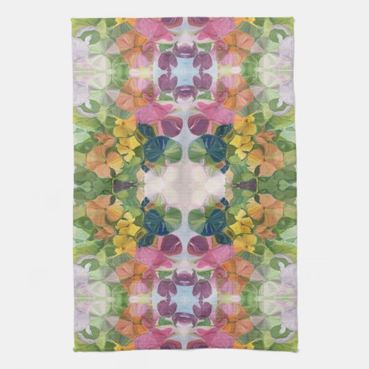 Kleurrijke bloemblaadjes Waterverf Patroon Schilde Theedoek (Verticaal)