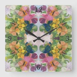 Kleurrijke bloemblaadjes Waterverf Patroon Schilde Vierkante Klok
