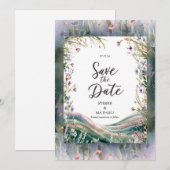 Kleurrijke bloemblaadjes Wildflower bruiloft Save The Date (Voorkant / Achterkant)