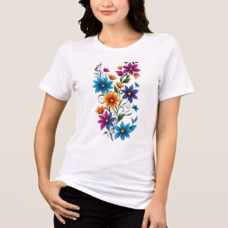 Kleurrijke bloemboeket sticker afbeelding Tri-Blend shirt