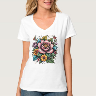 Kleurrijke bloemboeket t-shirt