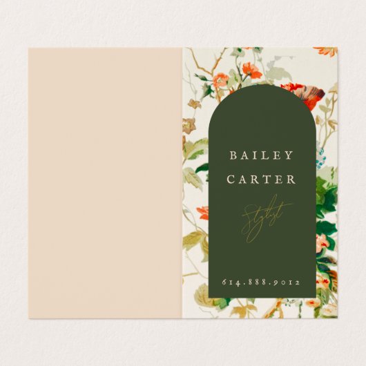 Kleurrijke bloemboog visitekaartje (Buitenkant ongevouwen)