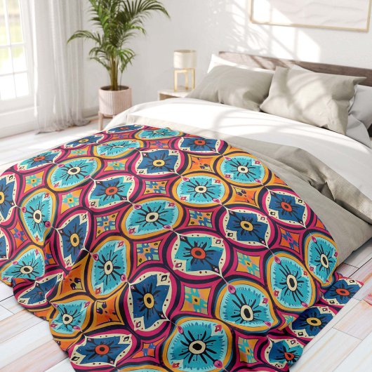 Kleurrijke Bloemcirkels Bohemen Fleece Deken