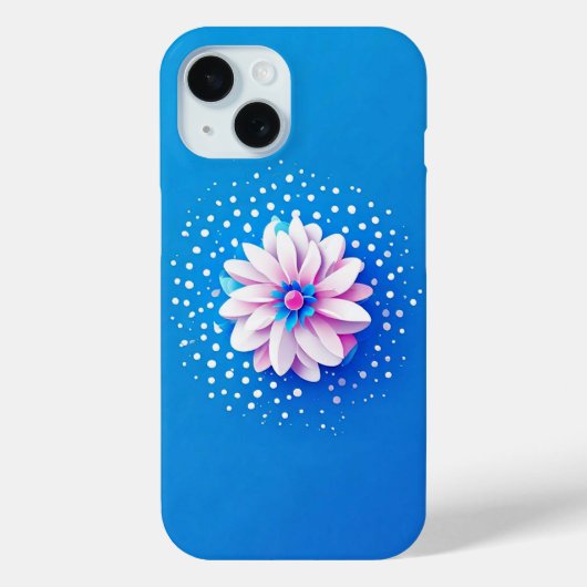 Kleurrijke bloemcompositie op blauwe achtergrond Case-Mate iPhone case (Achterkant)