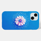 Kleurrijke bloemcompositie op blauwe achtergrond Case-Mate iPhone case (Achterkant (horizontaal))