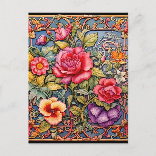 Kleurrijke bloemen3D effect achtergrond Briefkaart (Voorkant)