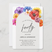 Kleurrijke Bloemen 40e Verjaardag Party Arch Kaart (Voorkant)