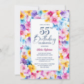 Kleurrijke Bloemen 55e Verjaardagsfeest Kaart (Voorkant)