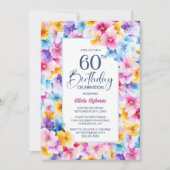 Kleurrijke Bloemen 60ste Verjaardagsfeest Kaart (Voorkant)