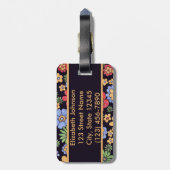 Kleurrijke bloemen aan Personaliseer en Adres Bagagelabel (Achterkant verticaal)