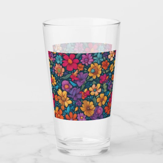 Kleurrijke Bloemen Abstract #777 Glas (Voorkant)
