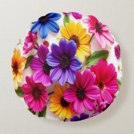 kleurrijke bloemen Accent Pillow Rond Kussen