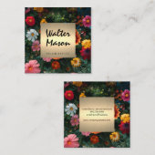 Kleurrijke bloemen achtergrond vierkante visitekaartje (Voorkant / Achterkant)