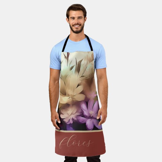 Kleurrijke Bloemen All-Over Print Schort (Gedragen)