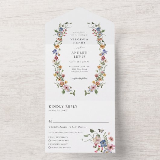 Kleurrijke bloemen alles in één uitnodiging (Binnen)