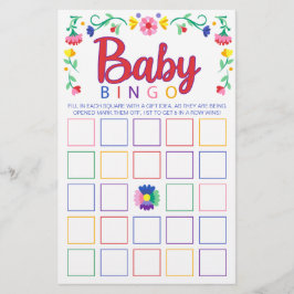 Kleurrijke Bloemen Baby Bingo Douche Spel