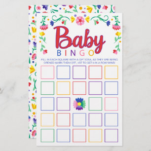 Kleurrijke Bloemen Baby Bingo Douche Spel