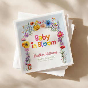 Kleurrijke Bloemen Baby in Bloom Baby shower serve Servet