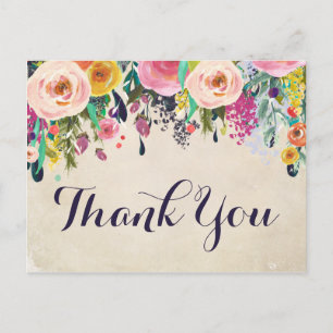 Kleurrijke bloemen baby shower bedankkaart briefkaart