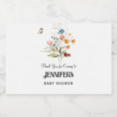 Kleurrijke Bloemen Baby shower Dank u gunst, Likeurfles Etiket (Enkel label)