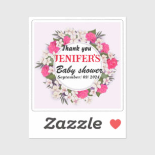 Kleurrijke Bloemen Baby shower Dank u Sticker