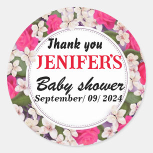 Kleurrijke Bloemen Baby shower Dank u Stickers