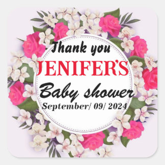 Kleurrijke Bloemen Baby shower Dank u Stickers