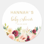 Kleurrijke bloemen, Baby shower Ronde Sticker (Voorkant)