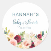 Kleurrijke bloemen, Baby shower Ronde Sticker (Voorkant)