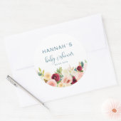 Kleurrijke bloemen, Baby shower Ronde Sticker (Envelop)
