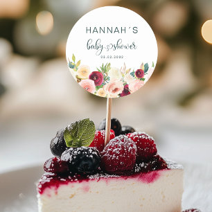 Kleurrijke bloemen, Baby shower Ronde Sticker