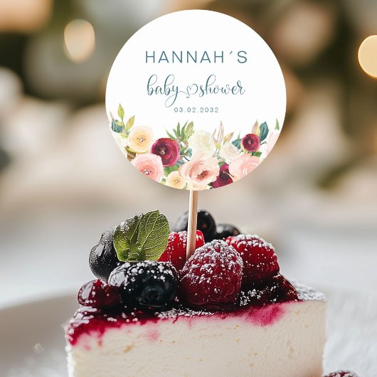 Kleurrijke bloemen, Baby shower Ronde Sticker