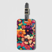 Kleurrijke  bloemen bagagelabel (Voorkant (verticaal))
