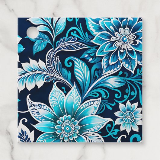 Kleurrijke Bloemen Batik Art Gift Labels (Voorkant)