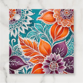 Kleurrijke Bloemen Batik Art Gift Labels (Voorkant)