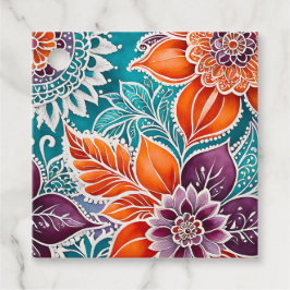 Kleurrijke Bloemen Batik Art Gift Labels