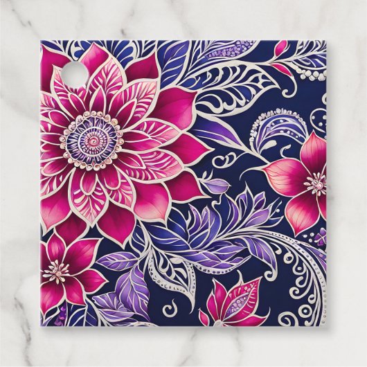 Kleurrijke Bloemen Batik Art Gift Labels (Voorkant)