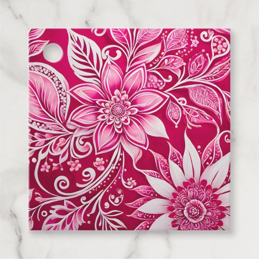 Kleurrijke Bloemen Batik Art Gift Labels (Voorkant)