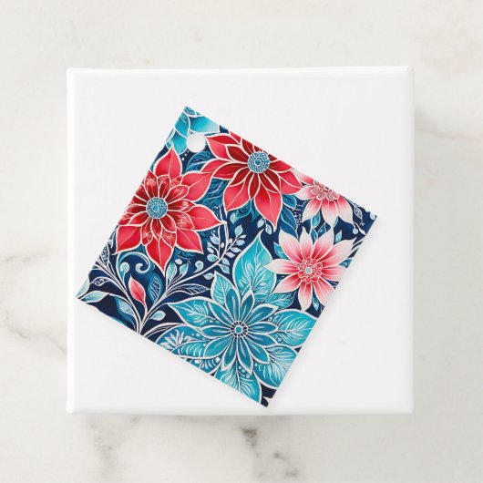 Kleurrijke Bloemen Batik Art Gift Labels (In situ)