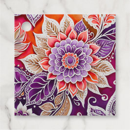 Kleurrijke Bloemen Batik Art Gift Labels