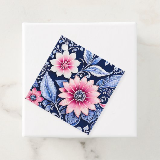 Kleurrijke Bloemen Batik Art Gift Labels (In situ)