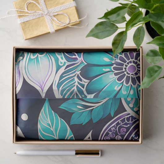 Kleurrijke Bloemen Batik Art Tissue Papier (Geschenk)