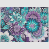 Kleurrijke Bloemen Batik Art Tissue Papier (Voorkant)