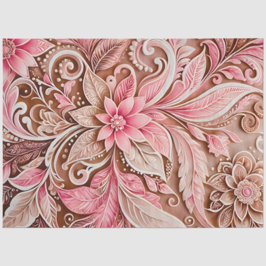 Kleurrijke Bloemen Batik Art Tissue Papier (Voorkant)