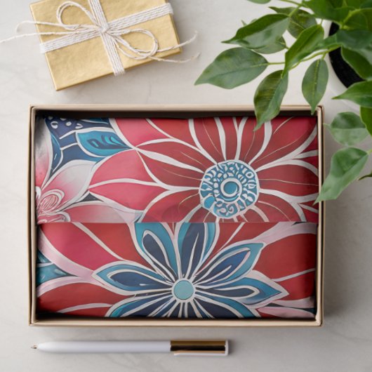 Kleurrijke Bloemen Batik Art Tissue Papier (Geschenk)