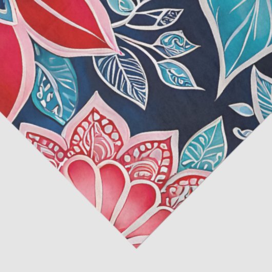 Kleurrijke Bloemen Batik Art Tissue Papier (Detail)