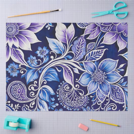 Kleurrijke Bloemen Batik Art Tissue Papier (Craft)