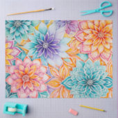 Kleurrijke Bloemen Batik Art Tissue Papier (Craft)